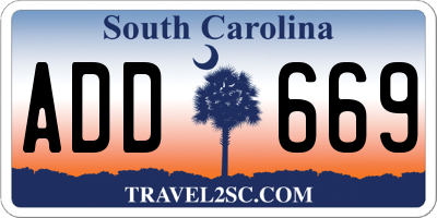 SC license plate ADD669