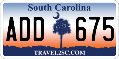 SC license plate ADD675