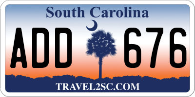 SC license plate ADD676