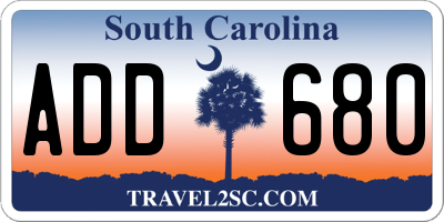 SC license plate ADD680