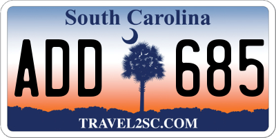 SC license plate ADD685