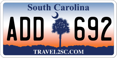 SC license plate ADD692