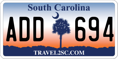 SC license plate ADD694