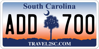 SC license plate ADD700