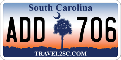 SC license plate ADD706