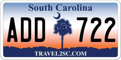 SC license plate ADD722