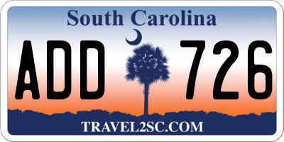 SC license plate ADD726