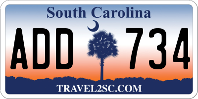 SC license plate ADD734