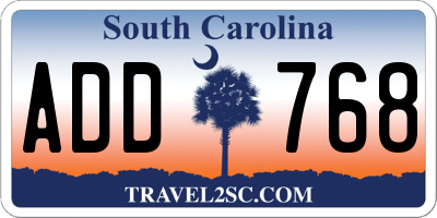 SC license plate ADD768