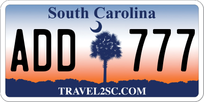 SC license plate ADD777