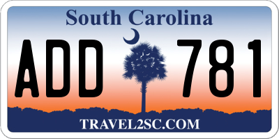SC license plate ADD781