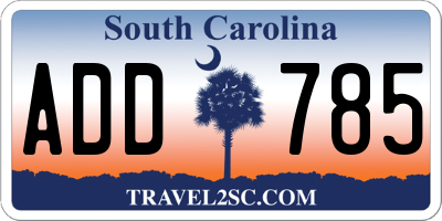 SC license plate ADD785