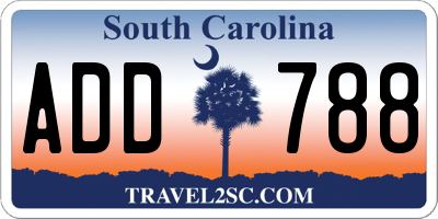 SC license plate ADD788