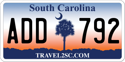 SC license plate ADD792