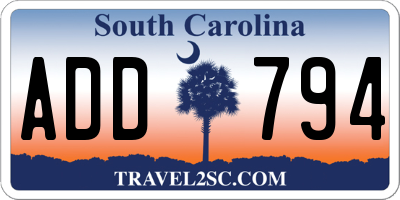 SC license plate ADD794