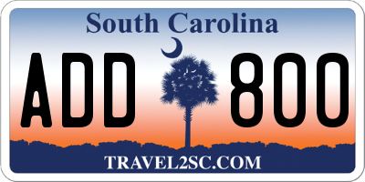 SC license plate ADD800