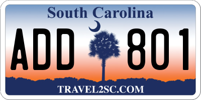 SC license plate ADD801