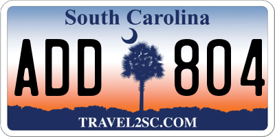 SC license plate ADD804