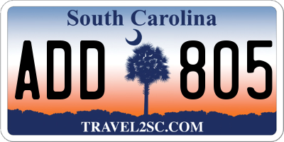 SC license plate ADD805