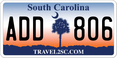 SC license plate ADD806