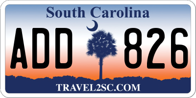 SC license plate ADD826