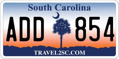 SC license plate ADD854