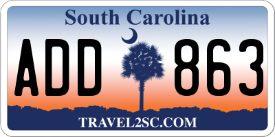 SC license plate ADD863