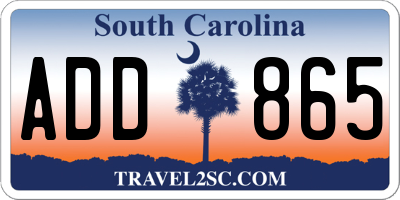 SC license plate ADD865