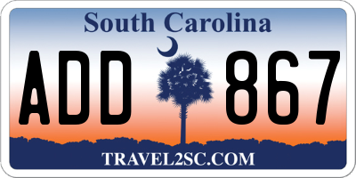 SC license plate ADD867