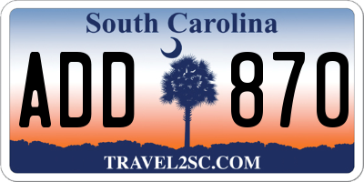 SC license plate ADD870