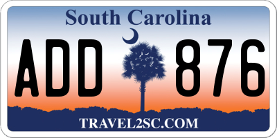 SC license plate ADD876