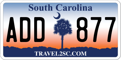 SC license plate ADD877