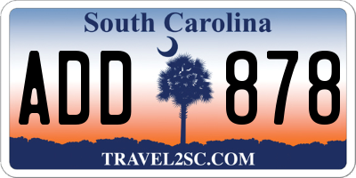 SC license plate ADD878