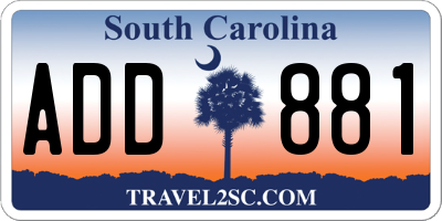 SC license plate ADD881