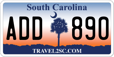 SC license plate ADD890