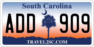 SC license plate ADD909