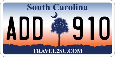 SC license plate ADD910