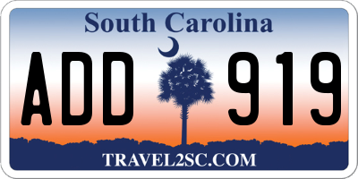 SC license plate ADD919