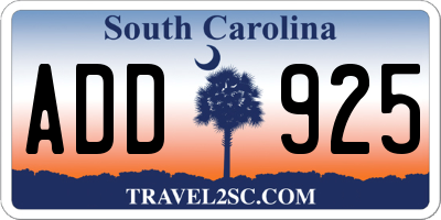 SC license plate ADD925