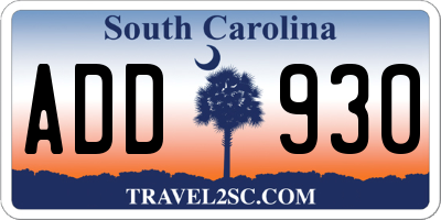 SC license plate ADD930