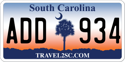 SC license plate ADD934