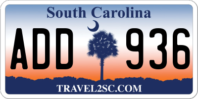 SC license plate ADD936