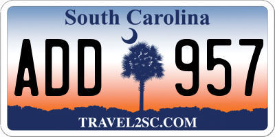 SC license plate ADD957