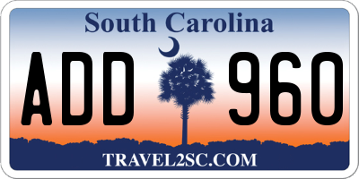SC license plate ADD960