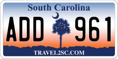 SC license plate ADD961
