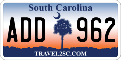 SC license plate ADD962