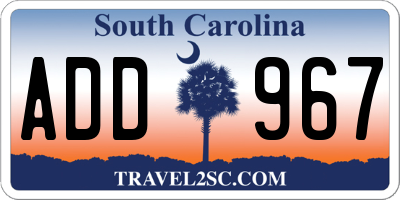 SC license plate ADD967