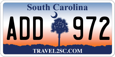 SC license plate ADD972