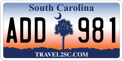 SC license plate ADD981