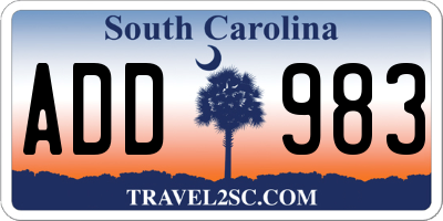 SC license plate ADD983